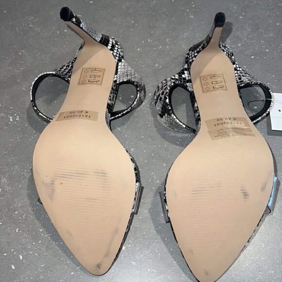 TRANSPARENT band snakeskin print double straps heeled mules size 7 - Picture 7 of 14